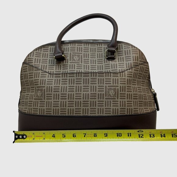 Anne Klein Brown & Beige Geometric Satchel Handbag With Detachable Strap - Picture 3 of 10